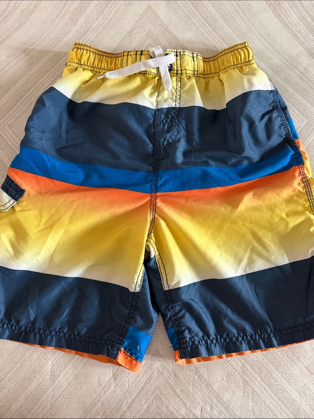 Kanu Surf Boys Colorblock Swim Trunks Size L 14/16 Yellow Blue Orange Board